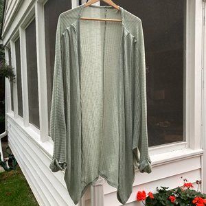 Francesca's ribbed sage green cardigan duster